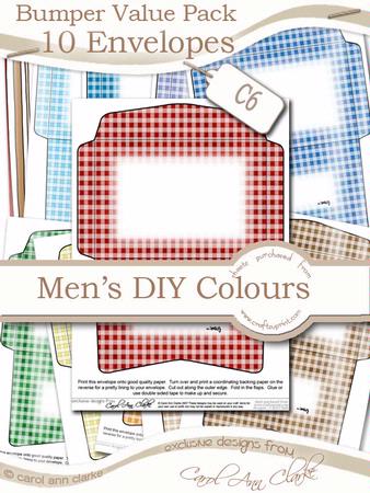 Bumper Value Pack of C6 Envelopes in Men's DIY Colours