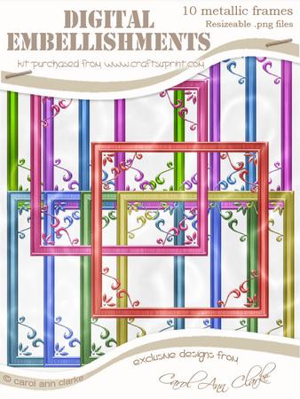 Festive Square 'metallic Frame' Digital Embellishments