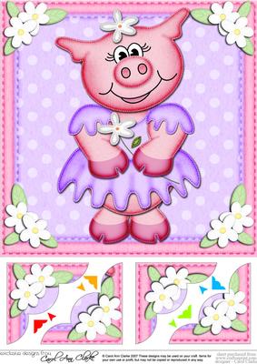 8 x 8 Zoe Piggy Scalloped Corner Topper