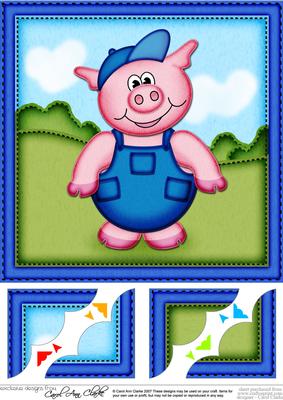 8 x 8 Ziggy Piggy Scalloped Corner Topper