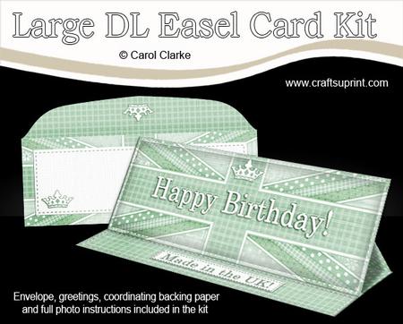 Large Dl Uk Shabby Flag Birthday Easel Card Kit N Envelope