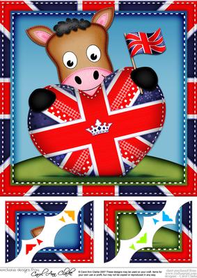 8x8 Gigi Horse's Union Jack Flag Heart Scalloped Topper
