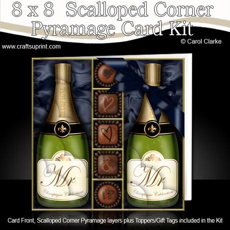 8 x 8 Mr N Mr Champers Chocs N Roses Scalloped Corner Kit