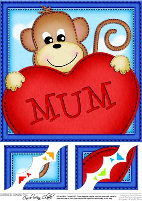 8 x 8 Chunky Monkey's Heart for Mum Scalloped Topper