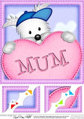 8 x 8 Westie Dog's Heart for Mum Scalloped Topper