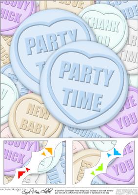 8 x 8 Party Time Sweet Heart Scalloped Corner Topper