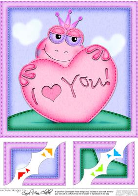 8 x 8 Freya Frog's Heart Love Scalloped Corner Topper
