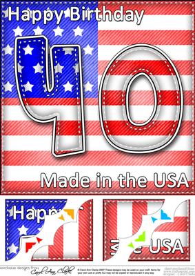 8 x 8 Flying the Flag Usa 40th Birthday Scalloped Topper