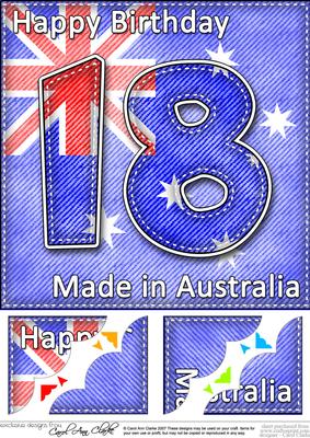 8 x 8 Flying the Flag Aus 18th Birthday Scalloped Topper
