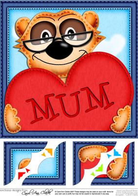 8 x 8 Frank Meerkat's Heart for Mum Scalloped Topper