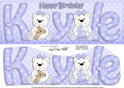 Large Dl Birthday Kyle Teddies 3D Decoupage