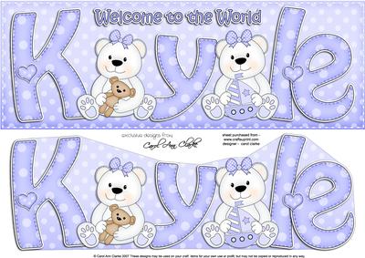 Large Dl Welcome to the World Kyle Teddies 3D Decoupage