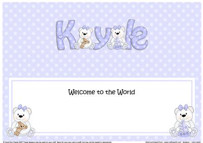 Large Dl Welcome to the World Kyle Teddies Insert