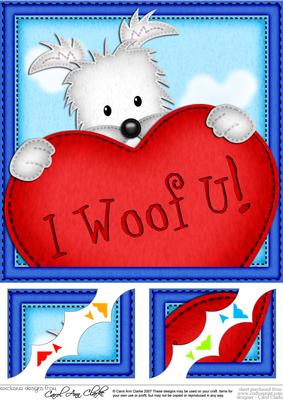 8 x 8 Westie Dog's Heart Scalloped Corner Topper