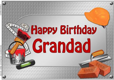 A4 Birthday Grandad Handyman Tools Card Topper