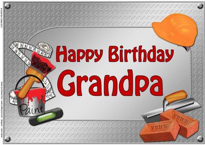 A4 Birthday Grandpa Handyman Tools Card Topper