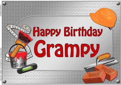 A4 Birthday Grampy Handyman Tools Card Topper