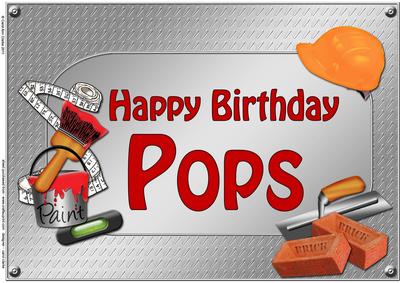 A4 Birthday Pops Handyman Tools Card Topper
