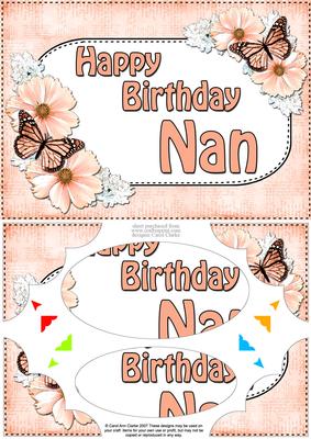 A5 Birthday Nan Butterflies & Flowers Scallop Corner