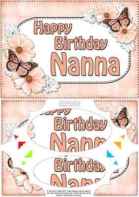 A5 Birthday Nanna Butterflies & Flowers Scallop Corner