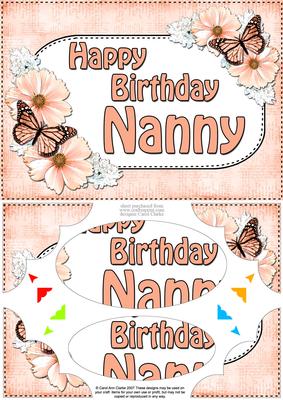 A5 Birthday Nanny Butterflies & Flowers Scallop Corner