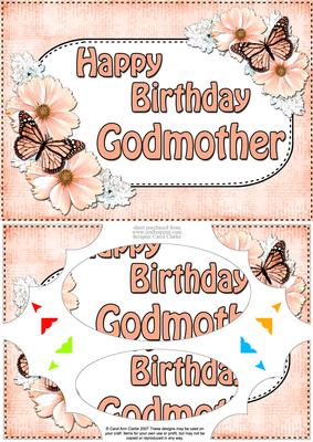 A5 Birthday Godmother Butterflies & Flowers Scallop Corner