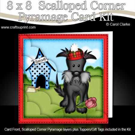 8 x 8 Hamish Scottie Dog's Rose Scalloped Corner Kit
