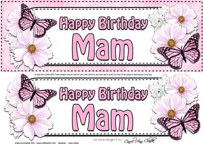 Large Dl Birthday Mam Floral Butterflies 3D Decoupage
