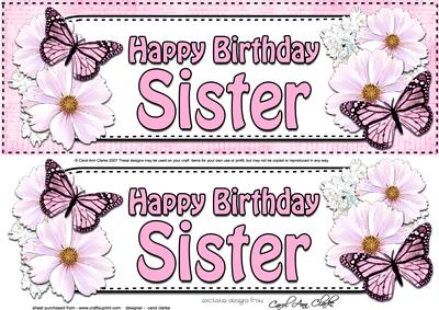 Large Dl Birthday Sister Floral Butterflies 3D Decoupage