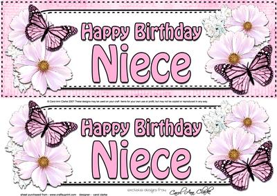 Large Dl Birthday Niece Floral Butterflies 3D Decoupage