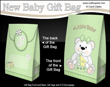 3D New Baby Teddy Bear Gift Bag Mini Kit