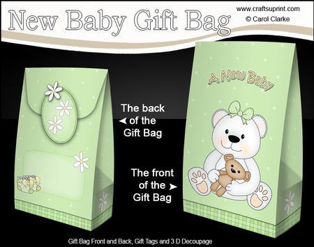3D New Baby Teddy Bear Gift Bag Mini Kit