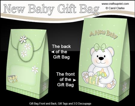 3D New Baby Teddy Bear Gift Bag Mini Kit