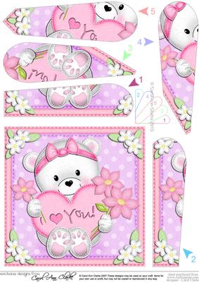 Teddy Tess's Heart Fan Pyramage Topper