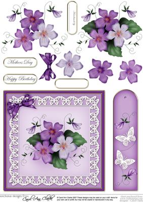 Pretty Viola Quick Card with 3D Decoupage