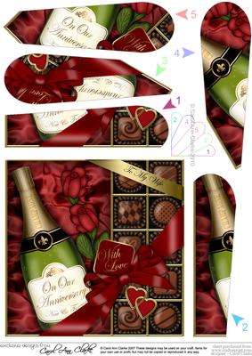 Wife Anniversary Champers Chocs & Roses Fan Pyramage