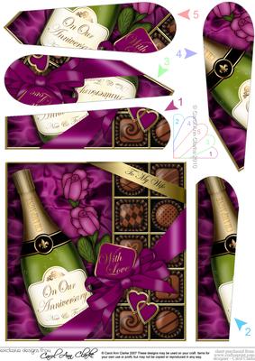 Wife Anniversary Champers Chocs & Roses Fan Pyramage