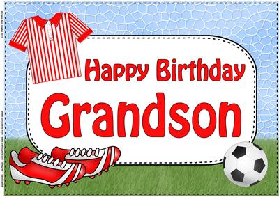 A4 Birthday Grandson Football Card Topper