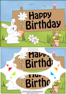 A5 Little Bunny Birthday Scallop Corners & Pyramage