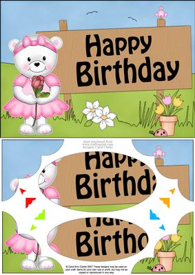 A5 Teddy Tess Birthday Scallop Corners & Pyramage