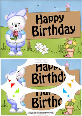 A5 Teddy Ed Birthday Scallop Corners & Pyramage