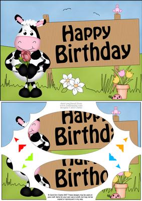 A5 Milly Moo Cow Birthday Scallop Corners & Pyramage