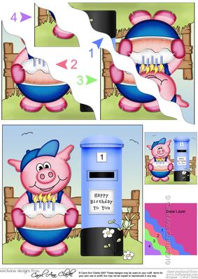 Ziggy Piggy Birthday Cake Wavy Corner Side Stacker