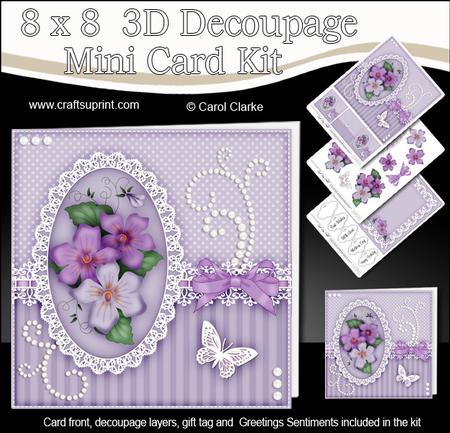 8x8 Violas & Lace a Touch of Elegance Mini Kit 3D Decoupage