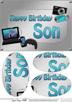 A5 Birthday Son Gadgets N Gizmos Oval Pyramage Topper