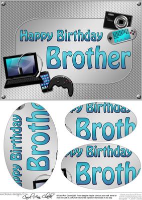 A5 Birthday Brother Gadgets N Gizmos Oval Pyramage Topper