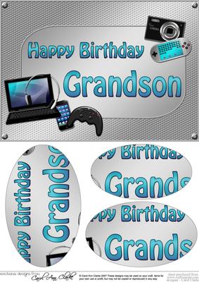 A5 Birthday Grandson Gadgets N Gizmos Oval Pyramage Topper