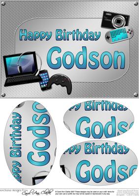 A5 Birthday Godson Gadgets N Gizmos Oval Pyramage Topper
