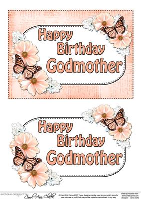 5x7 Birthday Godmother Flowers & Butterflies 3D Decoupage