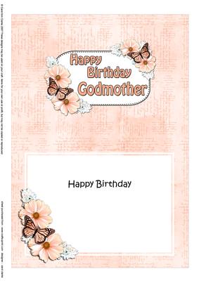 5x7 Birthday Godmother Flowers & Butterflies Matching Inser